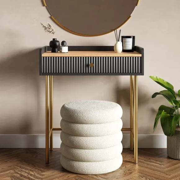 Compact Dressing Table with Drawer - Black, Oak image