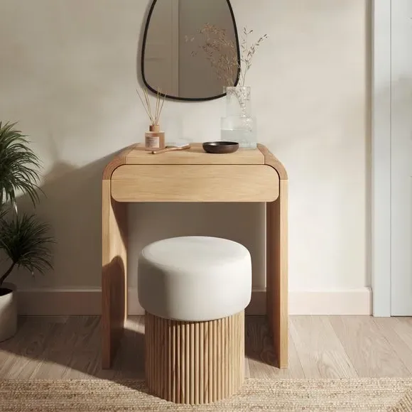 Compact Dressing Table with Drawer - Light Oak image