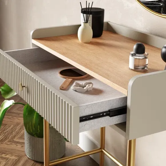 Compact Dressing Table with Drawer - Natural, Oak