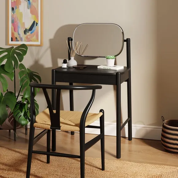Compact Dressing Table with Mirror - Black
