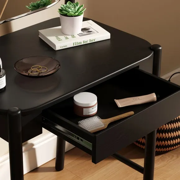 Compact Dressing Table with Mirror - Black