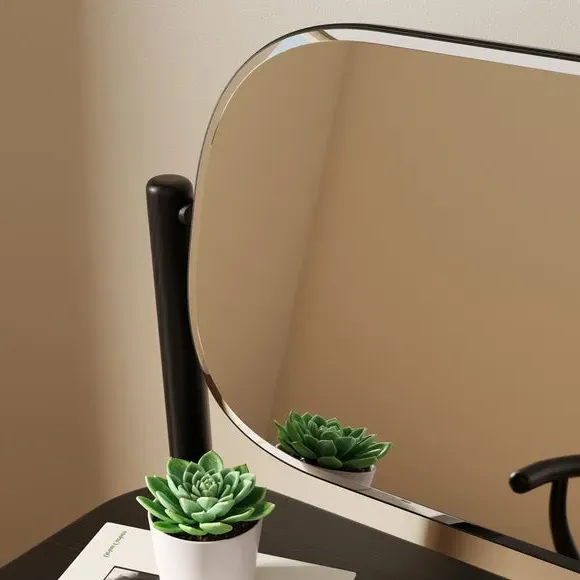 Compact Dressing Table with Mirror - Black
