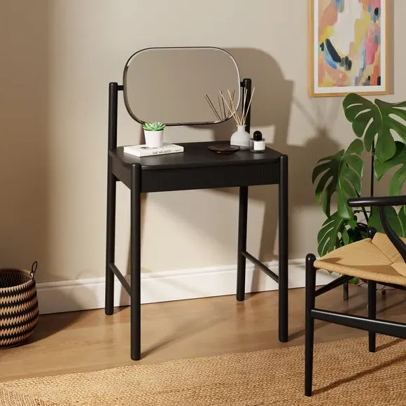 Compact Dressing Table with Mirror - Black image