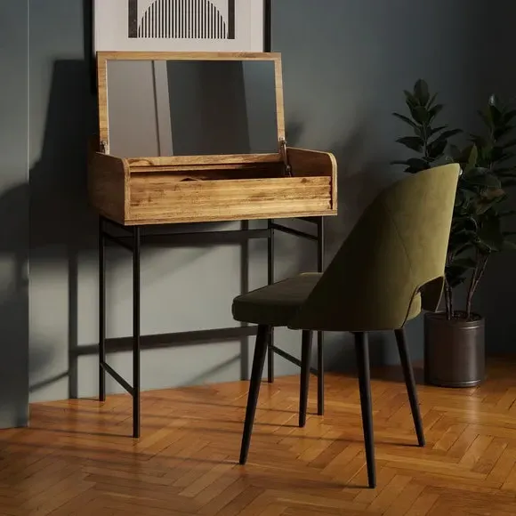 Compact Dressing Table with Mirror - Mango Wood