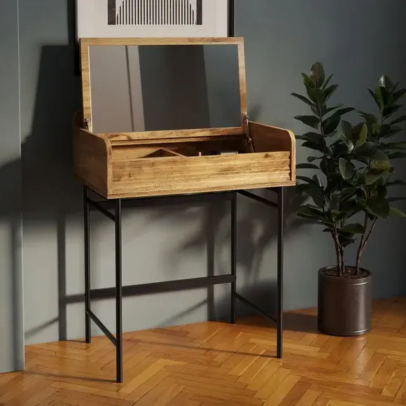 Compact Dressing Table with Mirror - Mango Wood