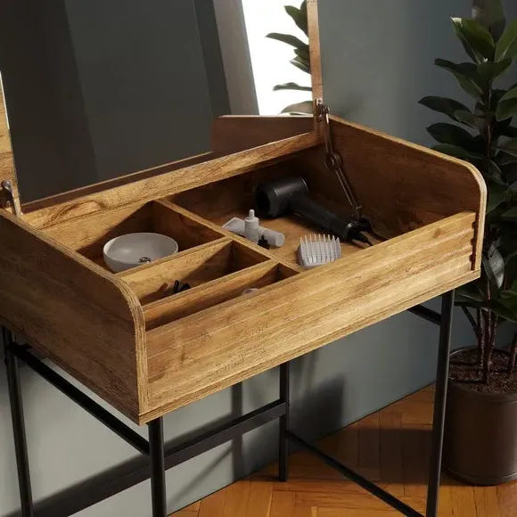 Compact Dressing Table with Mirror - Mango Wood