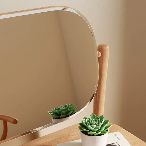 Compact Dressing Table with Mirror - Oak