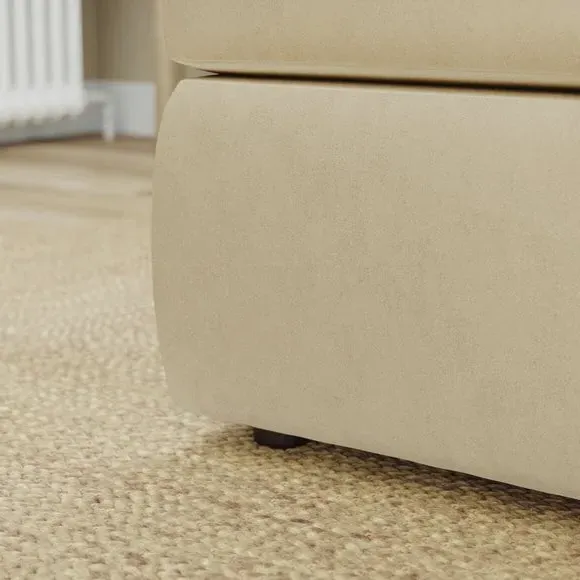 Compact Footstool with Cushion - Champagne, Velvet