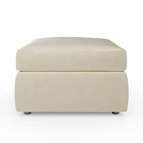 Compact Footstool with Cushion - Champagne, Velvet