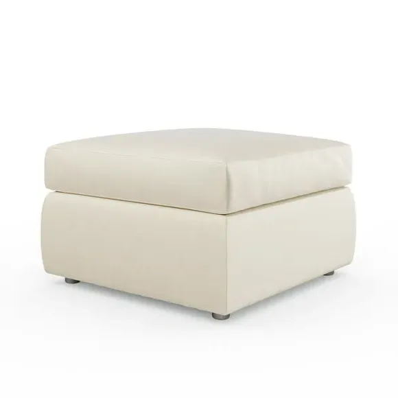 Compact Footstool with Cushion - Champagne, Velvet