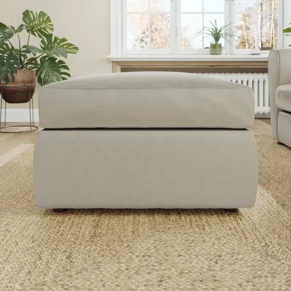 Compact Footstool with Cushion - Grey, Velvet