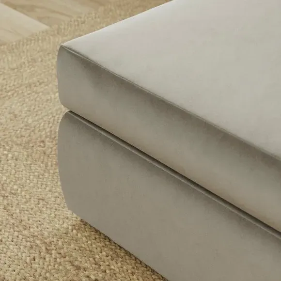 Compact Footstool with Cushion - Grey, Velvet