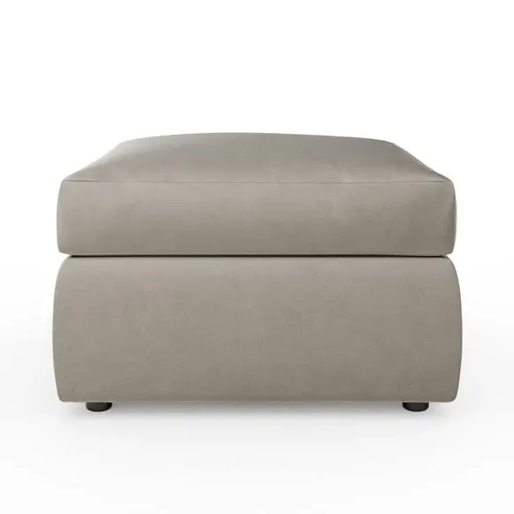 Compact Footstool with Cushion - Grey, Velvet