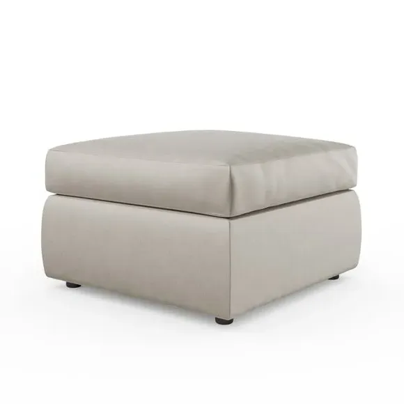 Compact Footstool with Cushion - Grey, Velvet