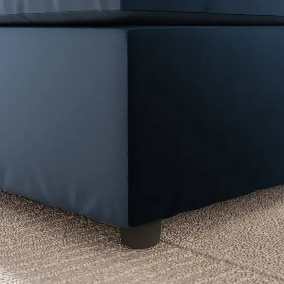 Compact Footstool with Cushion - Navy, Velvet