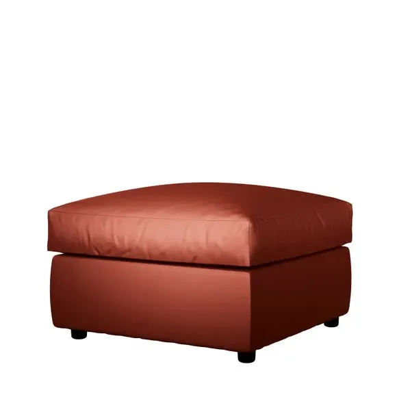 Compact Footstool with Cushion - Orange, Velvet