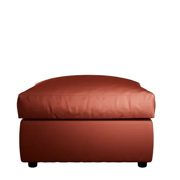 Compact Footstool with Cushion - Orange, Velvet