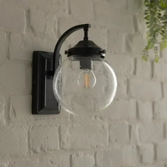 Compact Outdoor Wall Light - Black, Glass