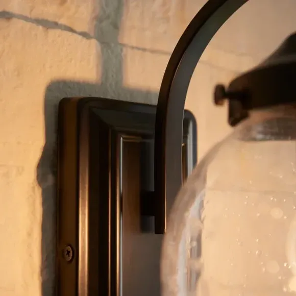 Compact Outdoor Wall Light - Black, Glass