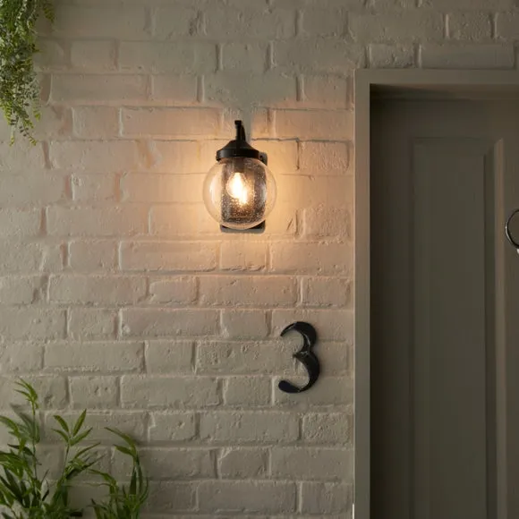Compact Outdoor Wall Light - Black, Glass