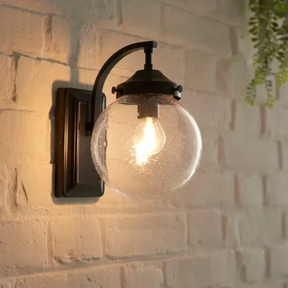 Compact Outdoor Wall Light - Black, Glass image