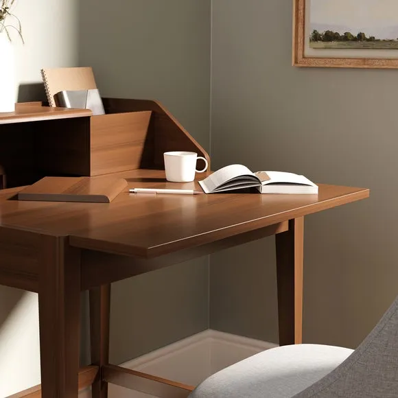 Compact Pull Out Desk - Dark Oak, Solid Wood