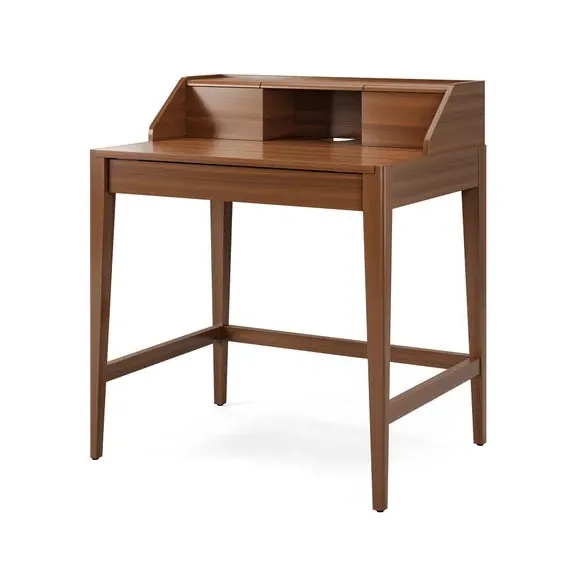 Compact Pull Out Desk - Dark Oak, Solid Wood