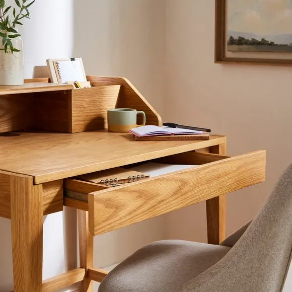 Compact Pull Out Desk - Light Wood, Oak