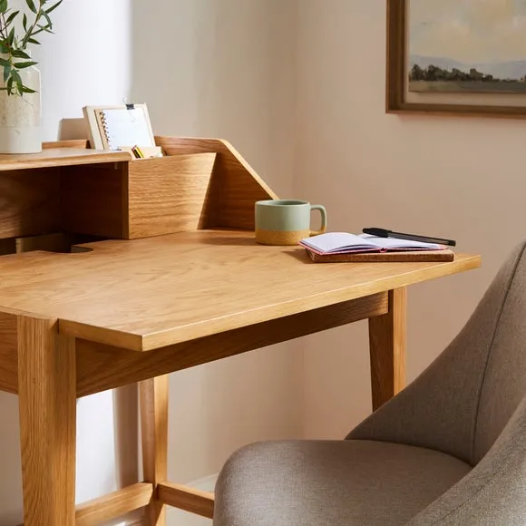 Compact Pull Out Desk - Light Wood, Oak