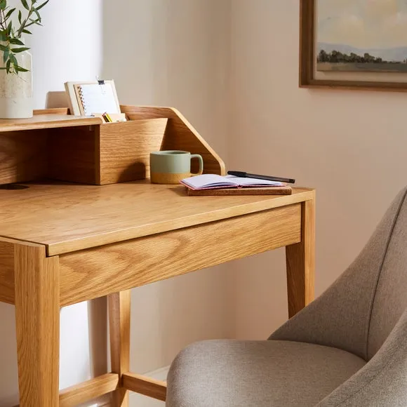 Compact Pull Out Desk - Light Wood, Oak