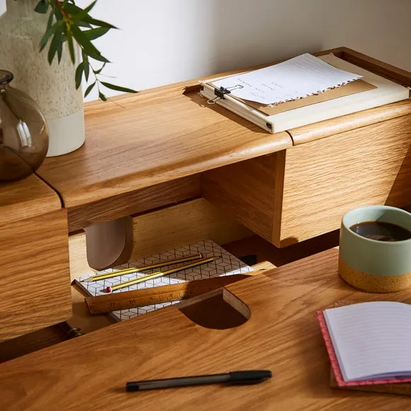 Compact Pull Out Desk - Light Wood, Oak