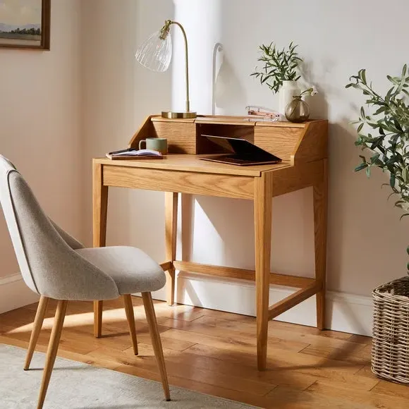 Compact Pull Out Desk - Light Wood, Oak