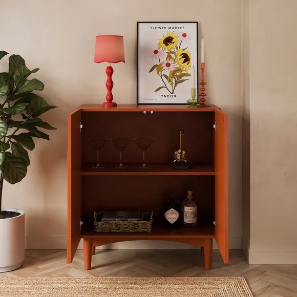 Compact Sideboard with Storage - Burnt Orange