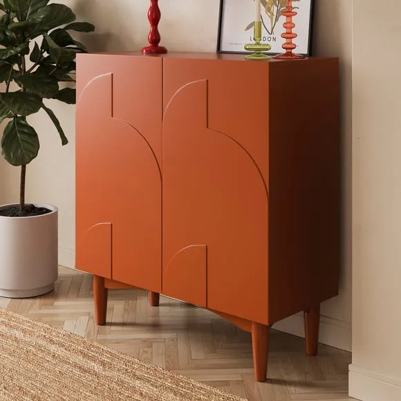 Compact Sideboard with Storage - Burnt Orange