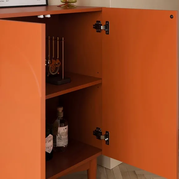 Compact Sideboard with Storage - Burnt Orange