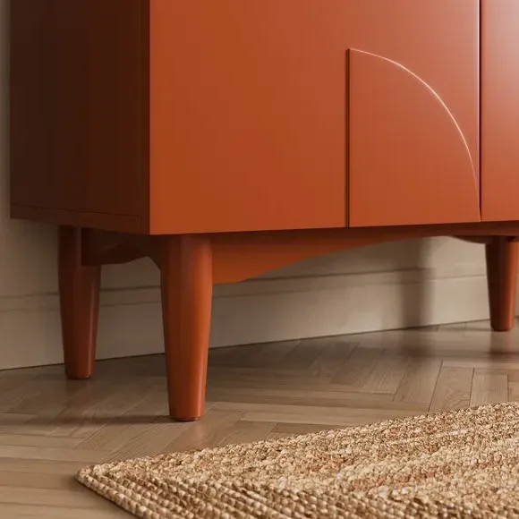 Compact Sideboard with Storage - Burnt Orange