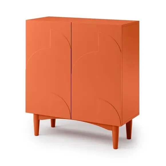 Compact Sideboard with Storage - Burnt Orange