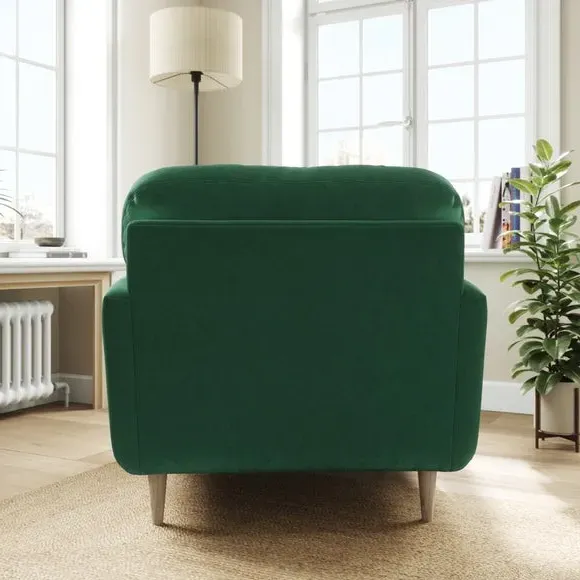 Compact Snuggle Chair with Buttons - Bottle Green, Velvet