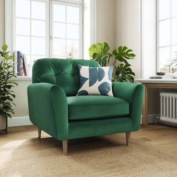 Compact Snuggle Chair with Buttons - Bottle Green, Velvet image