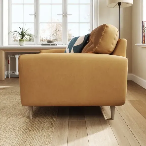 Compact Snuggle Chair with Buttons - Caramel, Velvet