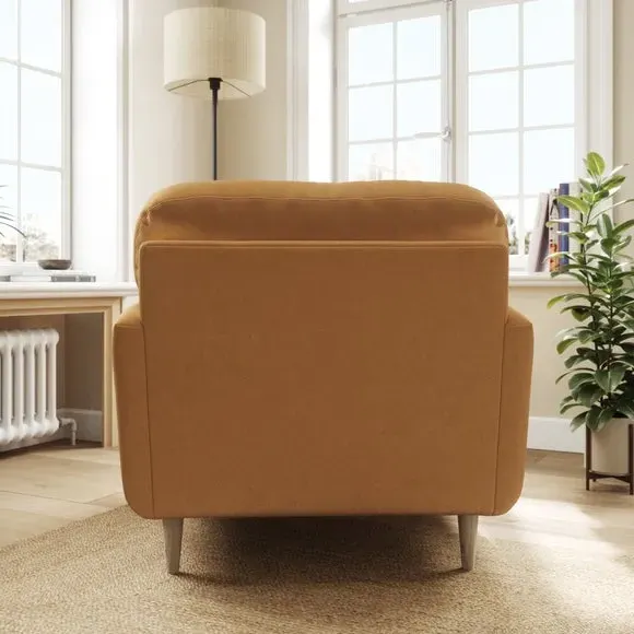 Compact Snuggle Chair with Buttons - Caramel, Velvet
