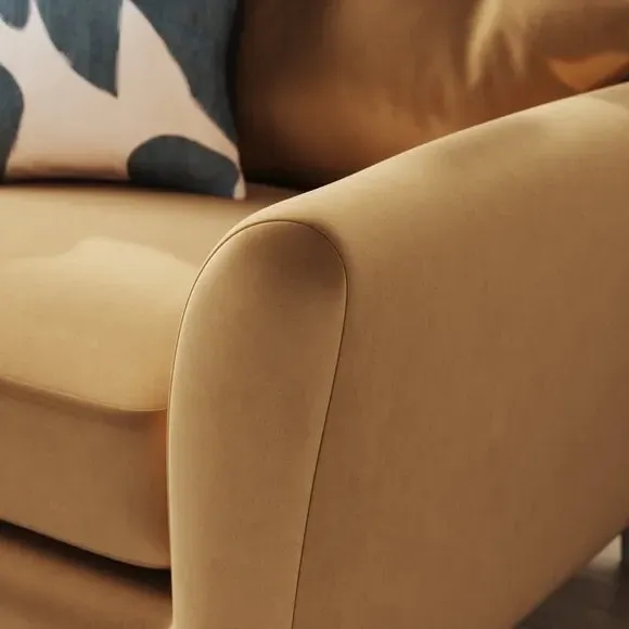 Compact Snuggle Chair with Buttons - Caramel, Velvet