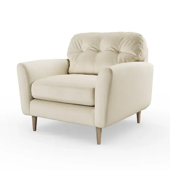 Compact Snuggle Chair with Buttons - Champagne, Velvet