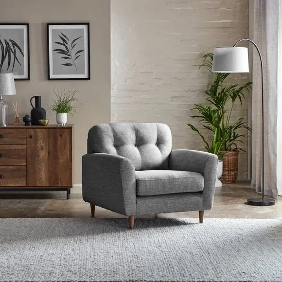 Compact Snuggle Chair with Buttons - Grey