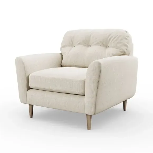 Compact Snuggle Chair with Buttons - Ivory