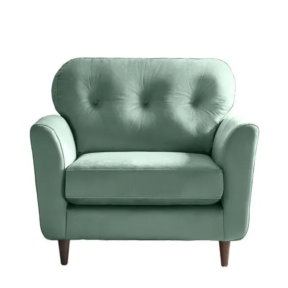Compact Snuggle Chair with Buttons - Mineral, Velvet