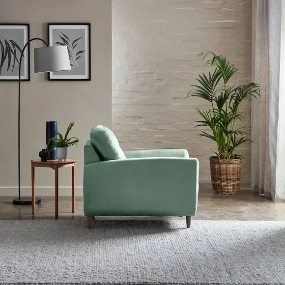 Compact Snuggle Chair with Buttons - Mineral, Velvet