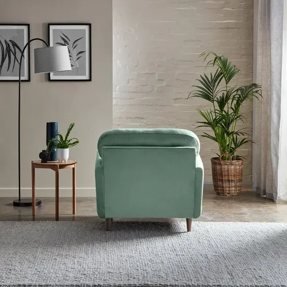 Compact Snuggle Chair with Buttons - Mineral, Velvet