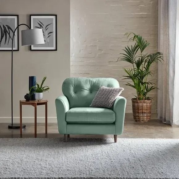 Compact Snuggle Chair with Buttons - Mineral, Velvet
