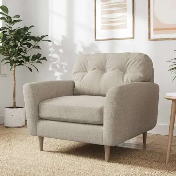 Compact Snuggle Chair with Buttons - Natural
